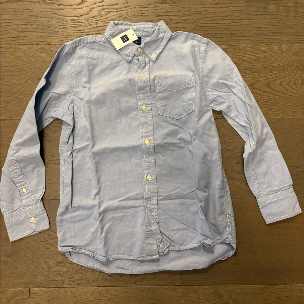 Gap blue boys dress shirt sz large (10) ret $69 NWT